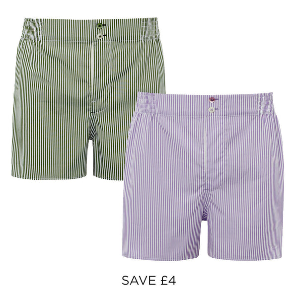 Lavender and Olive Pinstripe Two Pack